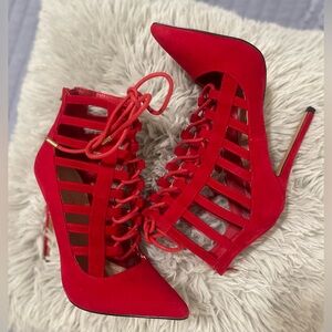 Red Faux Suede High